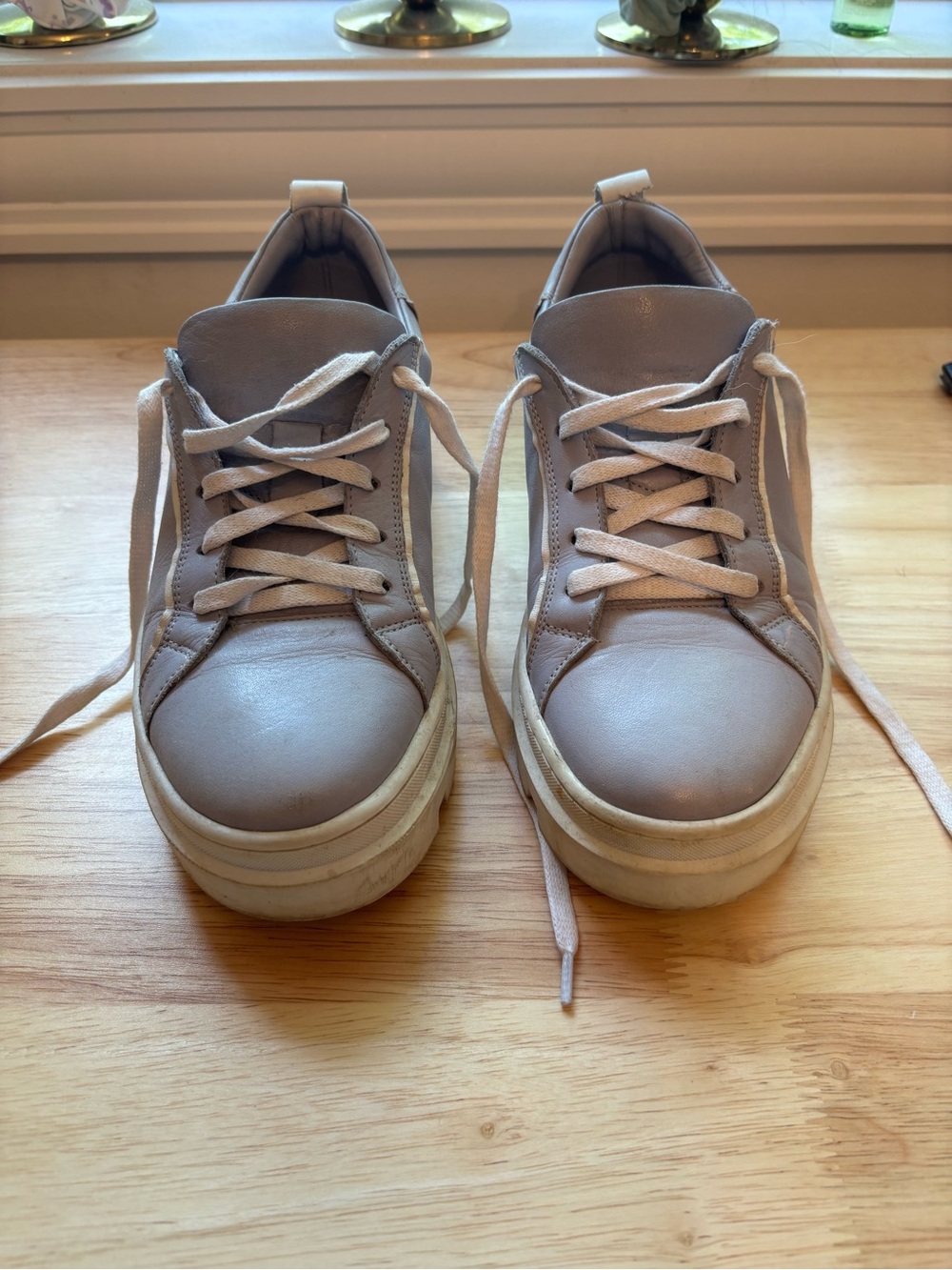 Womens Lace-Up Platform Sneakers in Light blue
